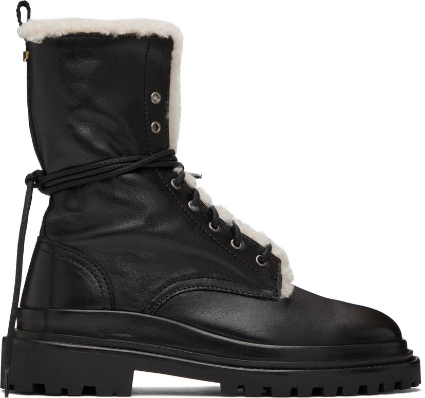 Tøj ISABEL MARANT Isabel Marant Ghiso Shearling-Lined Leather Boots Sort | 24HBO0090FB-B4A07S