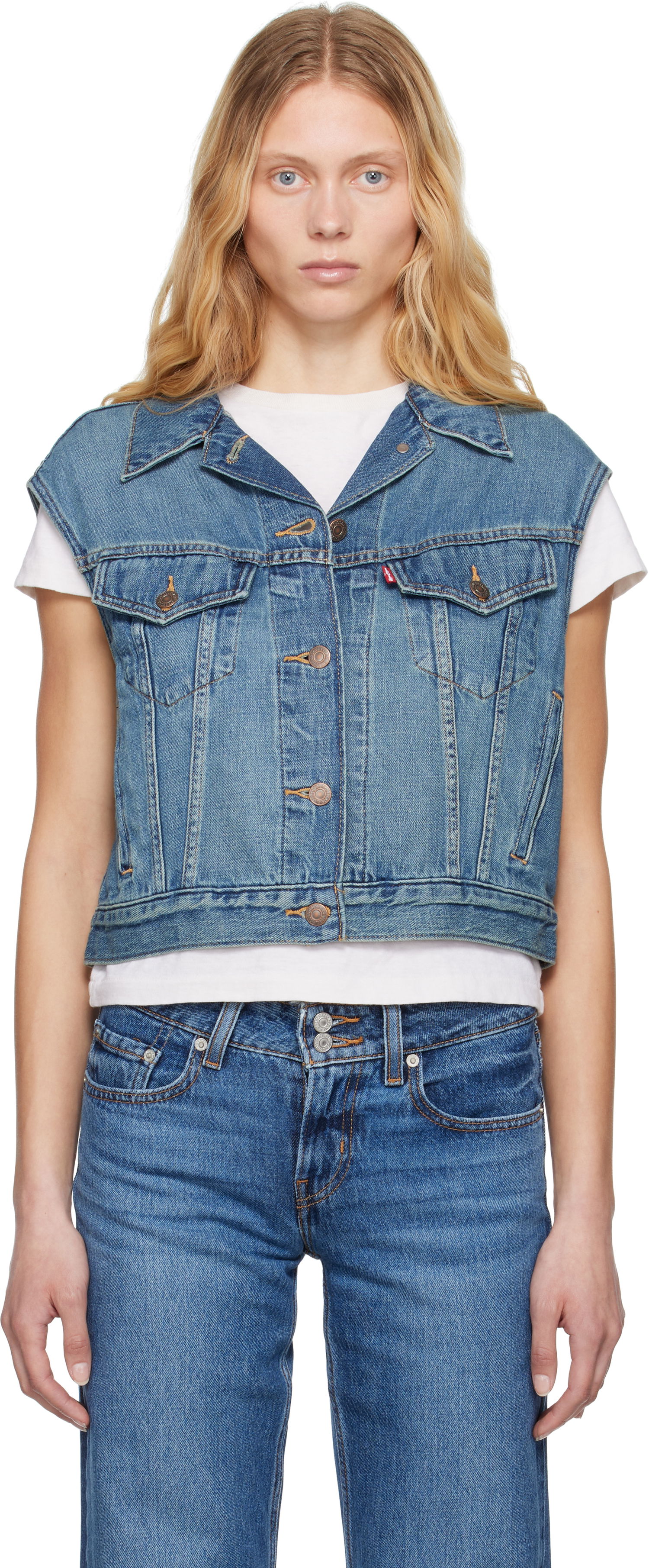 Vest Levi's Levi's Shrunken '90s Lightweight Denim Vest Blå | 001W2-0001, 0