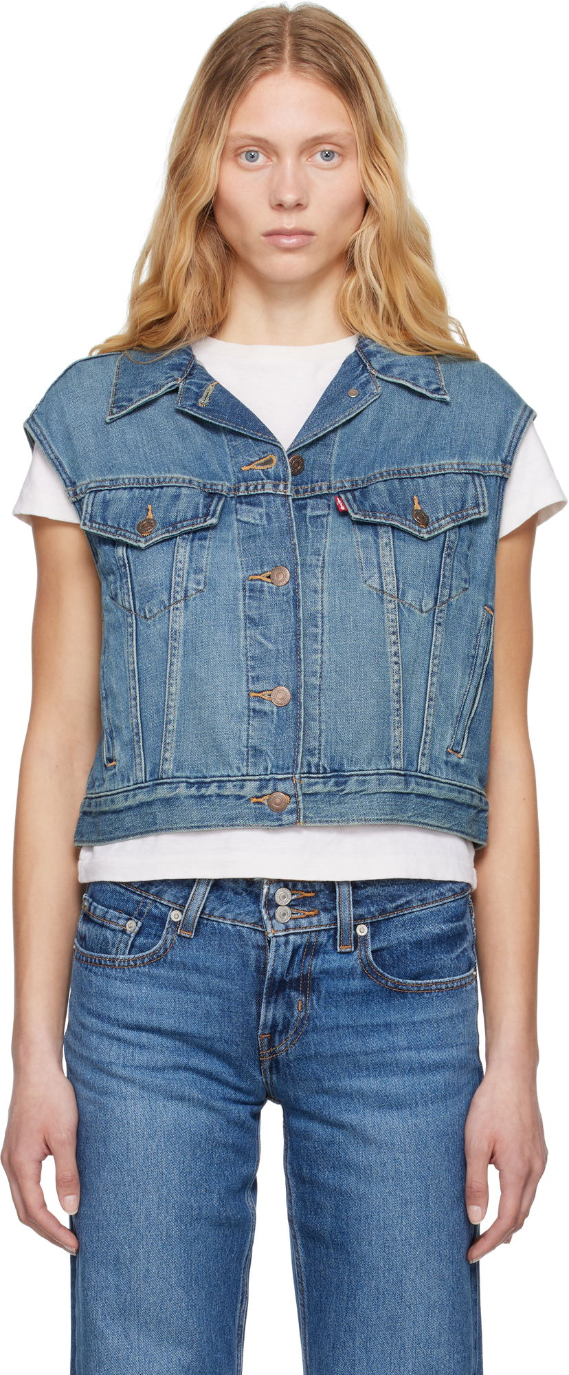 Vest Levi's Levi's Shrunken '90s Lightweight Denim Vest Blå | 001W2-0001