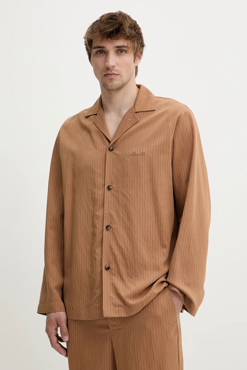Skjorte Nanushka Nanushka SHAUN Relaxed Fit Shirt Brun | NM25SSTP11575