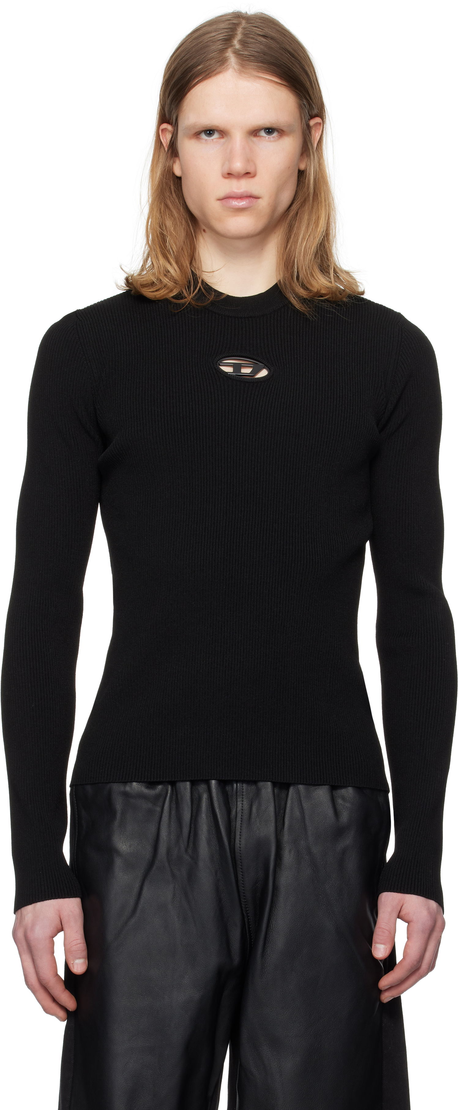 Sweater Diesel Diesel K-Zachary-Round Ribbed Fitted Sweater Sort | A16877-0DLAX-9XXA, 0