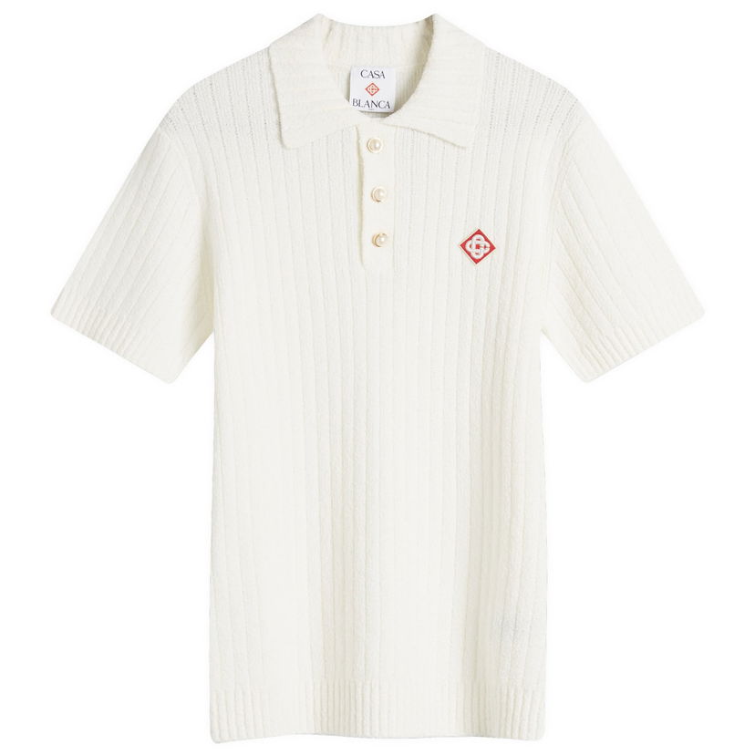 Polo skjorte Casablanca Boucle Polo Shirt Hvid | MPS25-KW-780-01