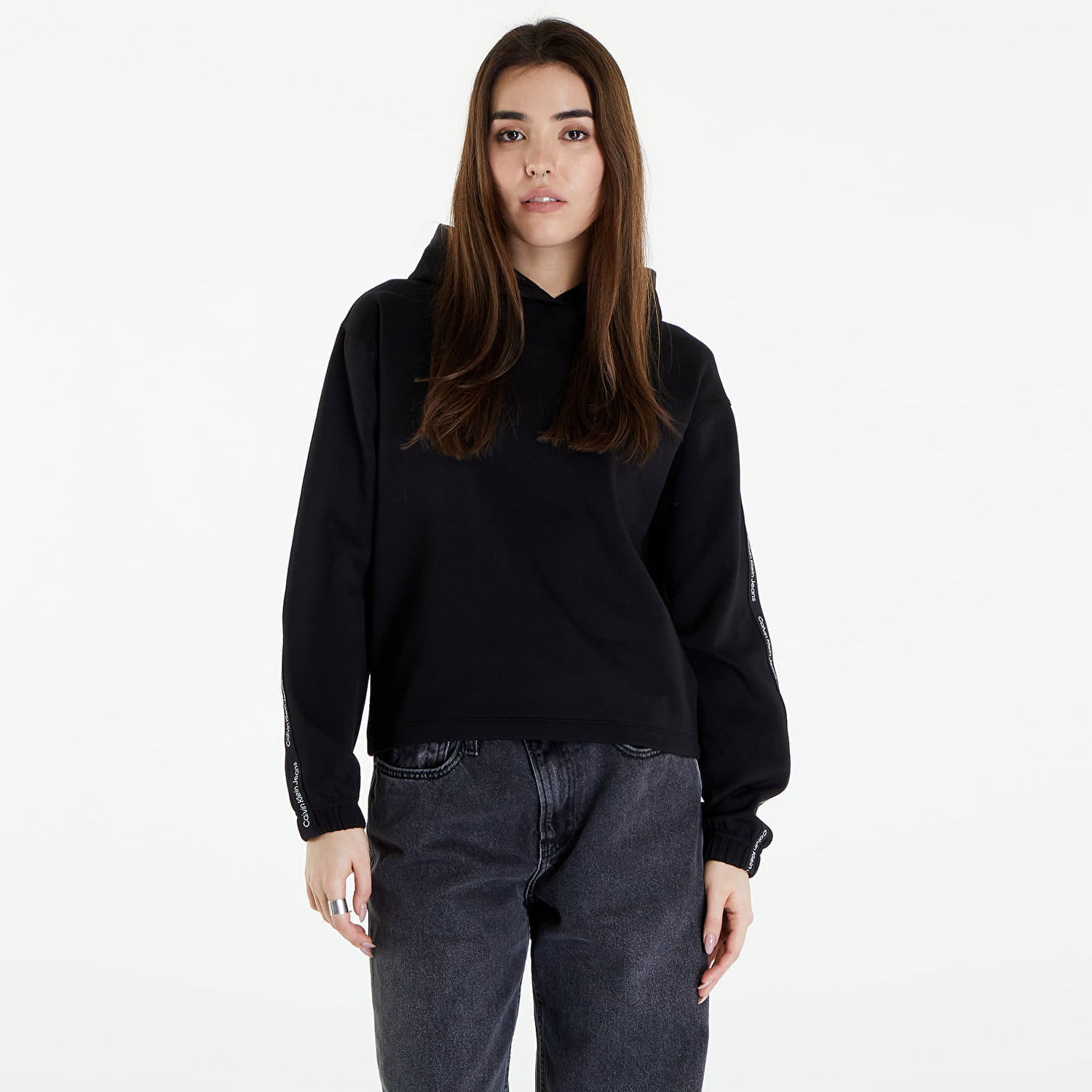 Sweatshirt CALVIN KLEIN Logo Elastic Hoodie Sort | J20J223078 BEH, 0