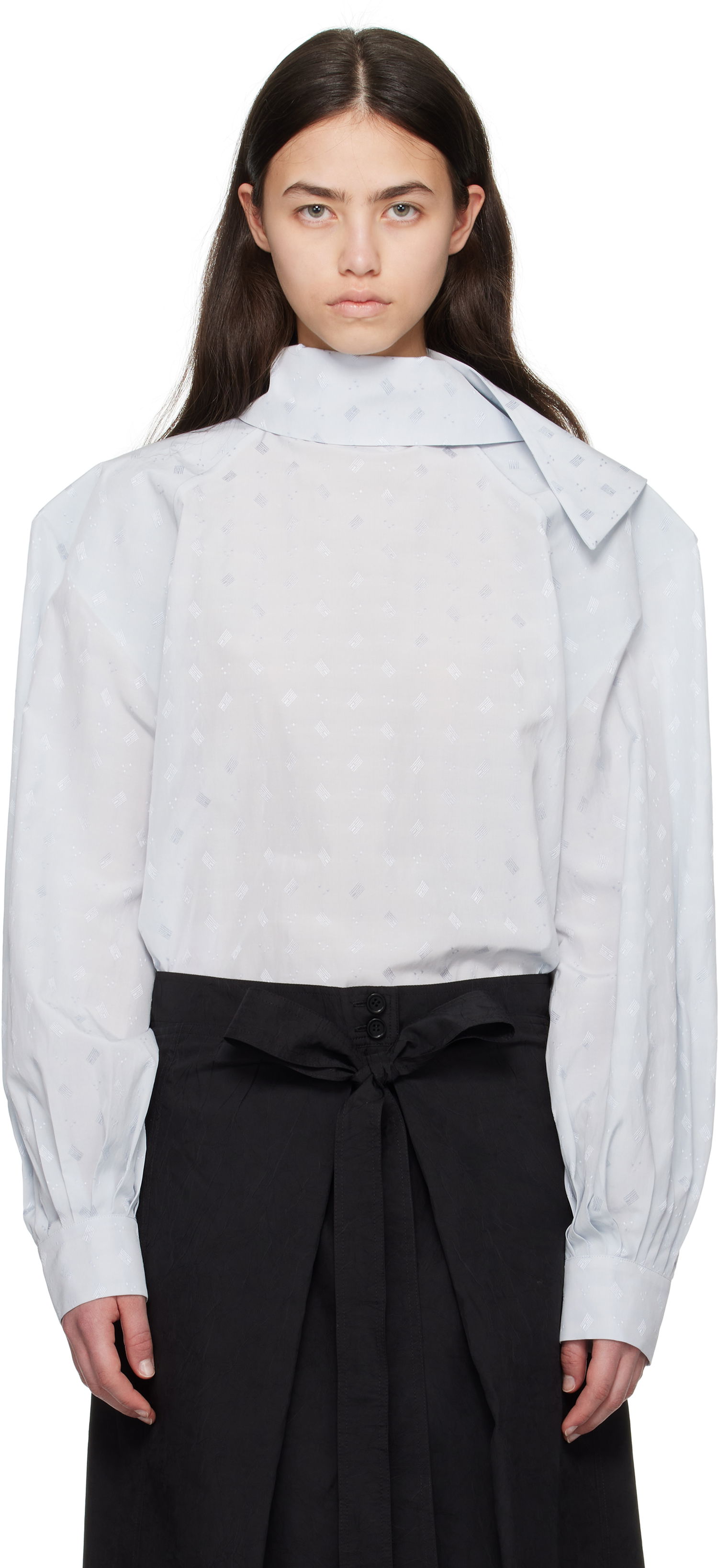 Skjorte Marni Marni Viscose Jacquard Balloon Blouse Blå | TTMA0381A0 UTVA48, 0