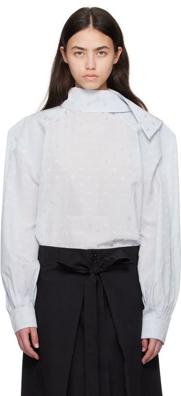 Skjorte Marni Marni Viscose Jacquard Balloon Blouse Blå | TTMA0381A0 UTVA48, 0