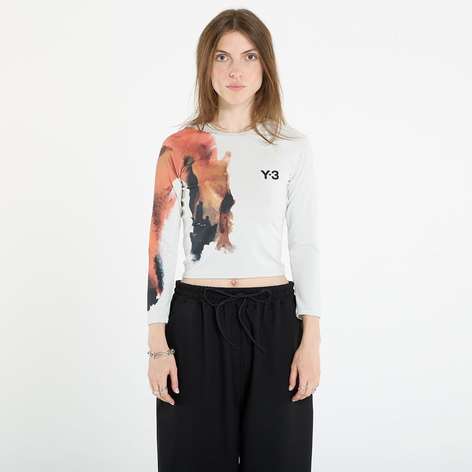 T-shirt Y-3 Y-3 Crop Longsleeve T-Shirt Hvid | JM4787, 0