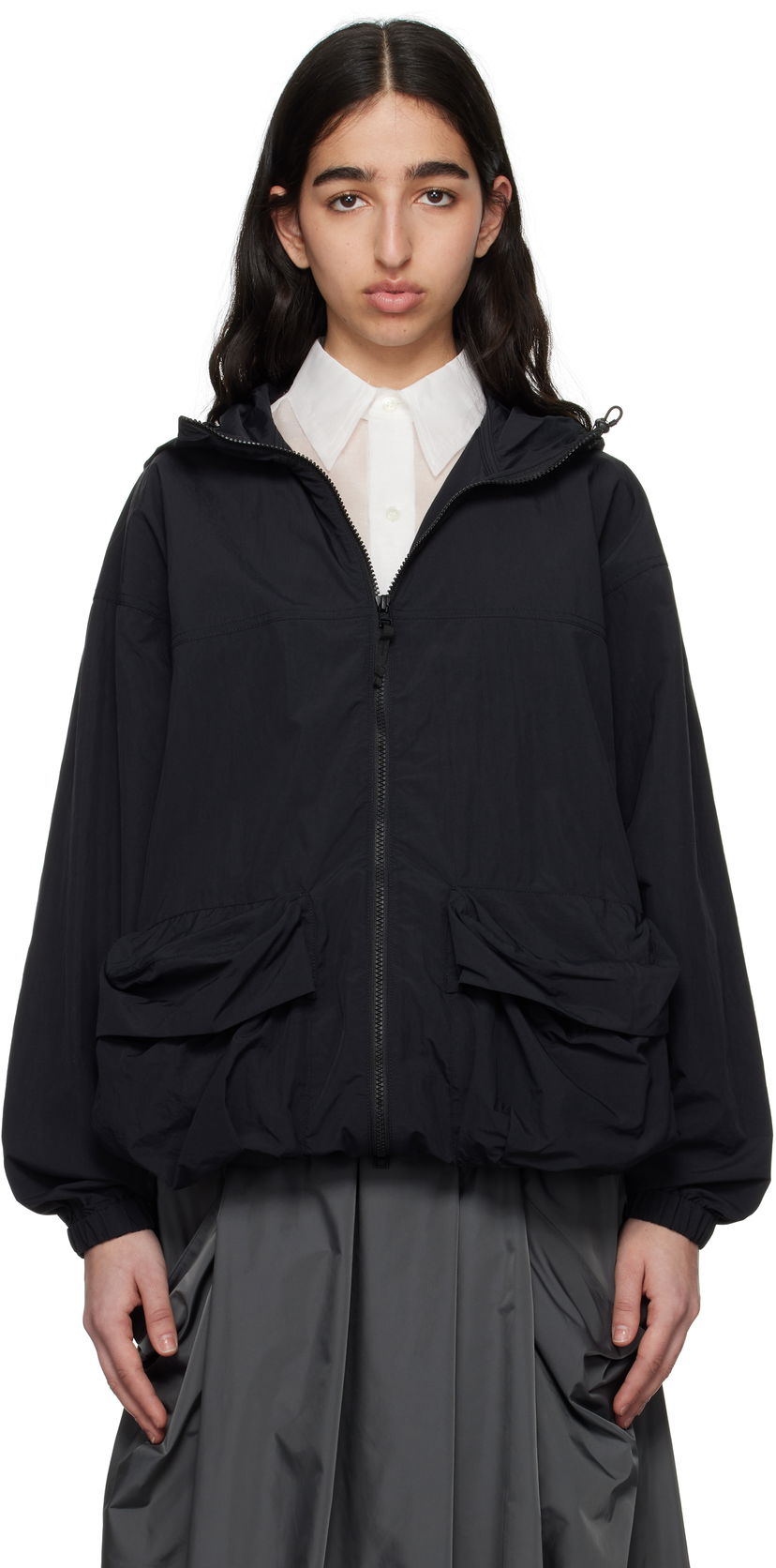 Vindjakke Snow Peak Snow Peak Nylon Tussah Hooded Jacket Sort | JK-25SU008