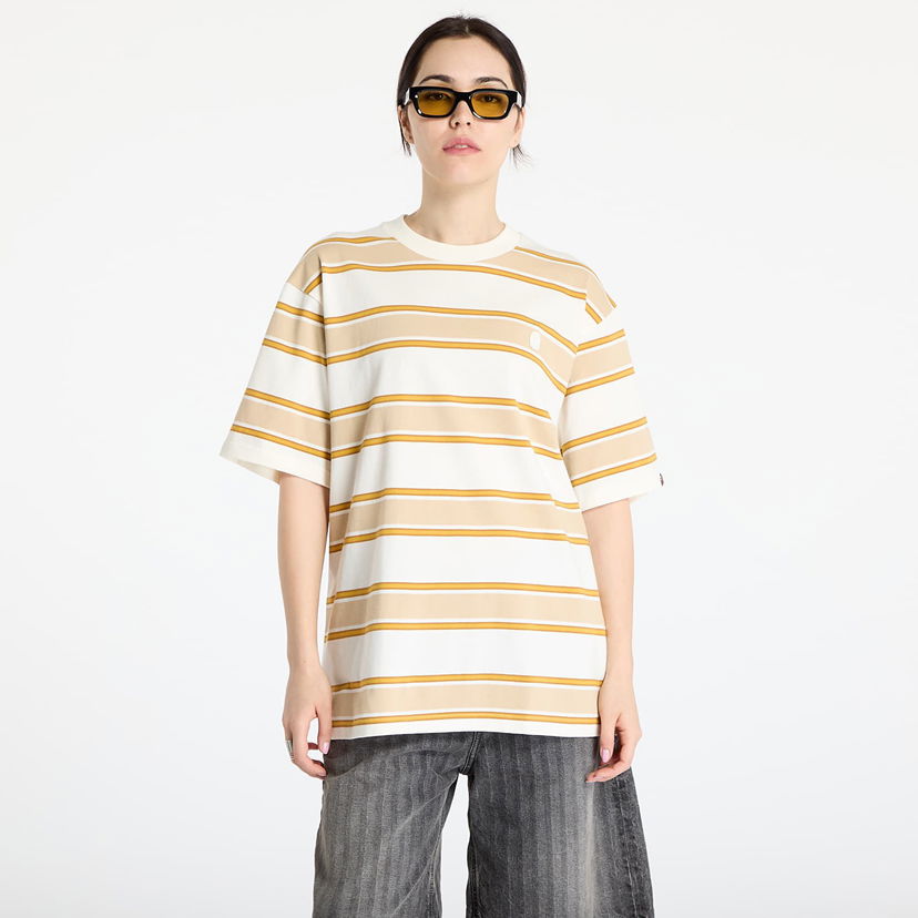T-shirt BAPE A BATHING APE One Point Strip Relaxed Fit T-Shirt Beige | 001CSL301305MIVY