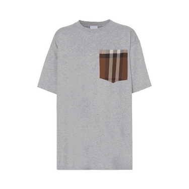 T-shirt Burberry Check Print Pocket Tee Grå | 8048923, 0