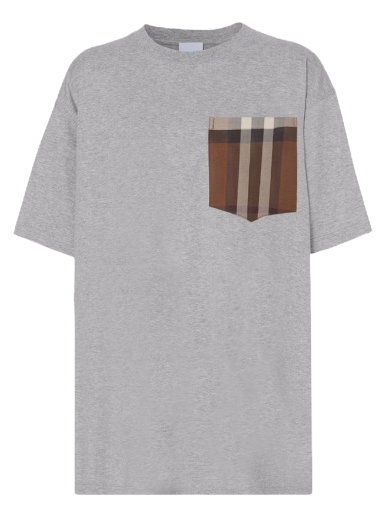 T-shirt Burberry Check Print Pocket Tee Grå | 8048923