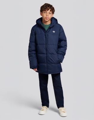 Puffer jakke Lee Heavy Hooded Long Puffer Parker Mørkeblå | LK21ZR01, 1