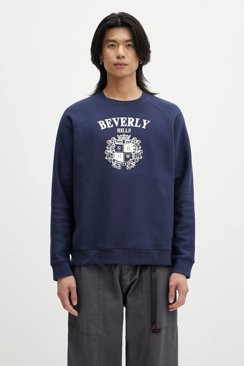 Sweatshirt Sporty & Rich Sporty & Rich BH Crest Sweatshirt Mørkeblå | ST082626256BL106