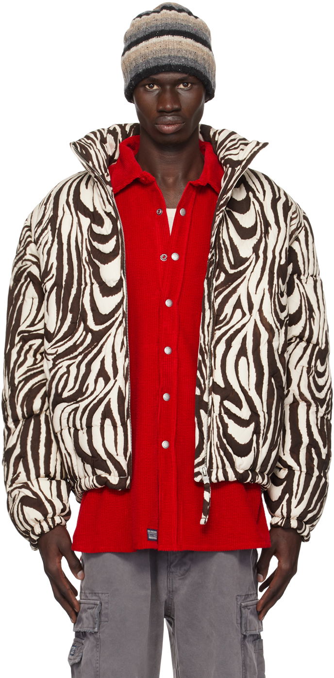 Puffer jakke ERL ERL Zebra Quilted Puffer Sort | ERL09C002, 0