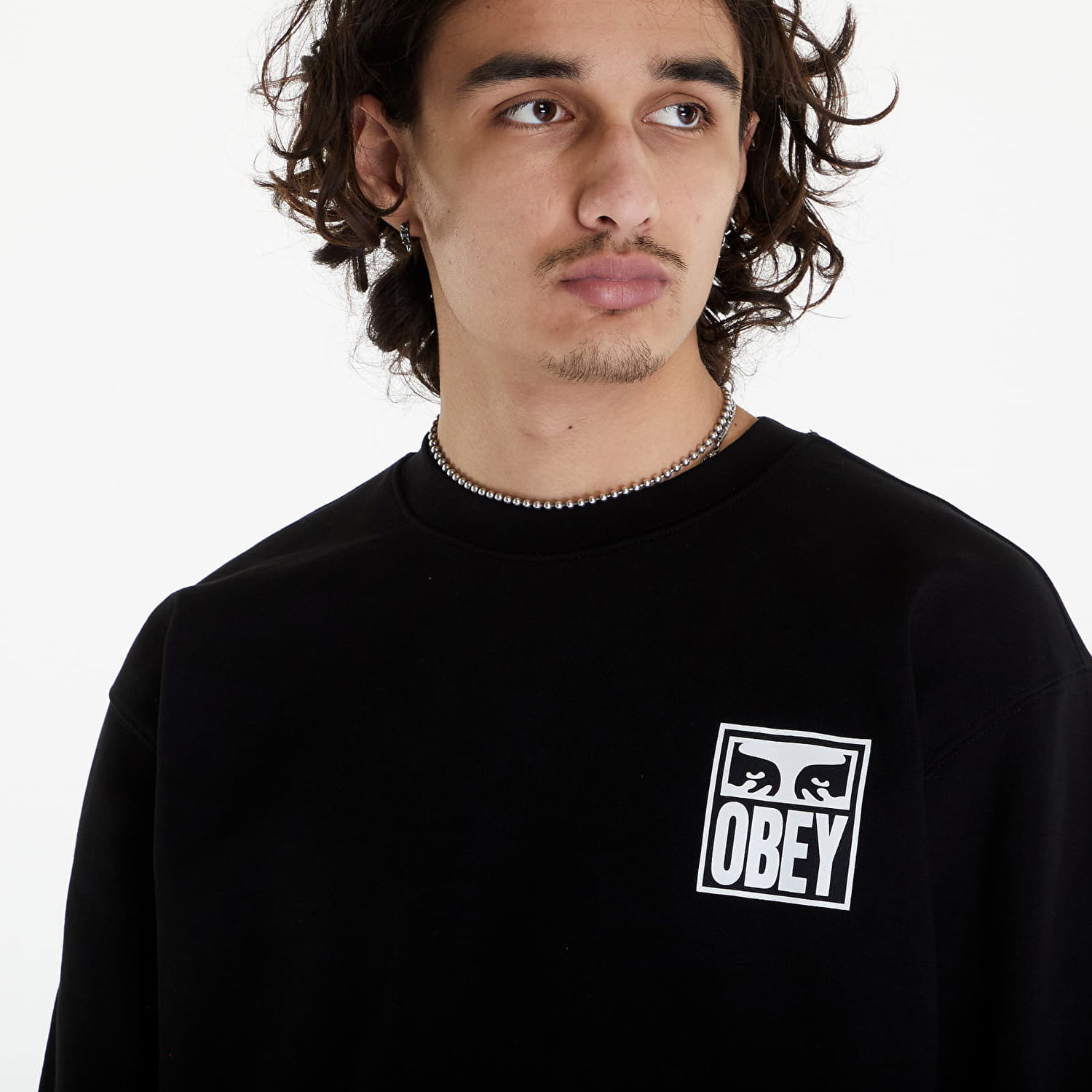 Sweatshirt OBEY Eyes Icon 2 Crew Black Sort | 117472142-BLK, 1