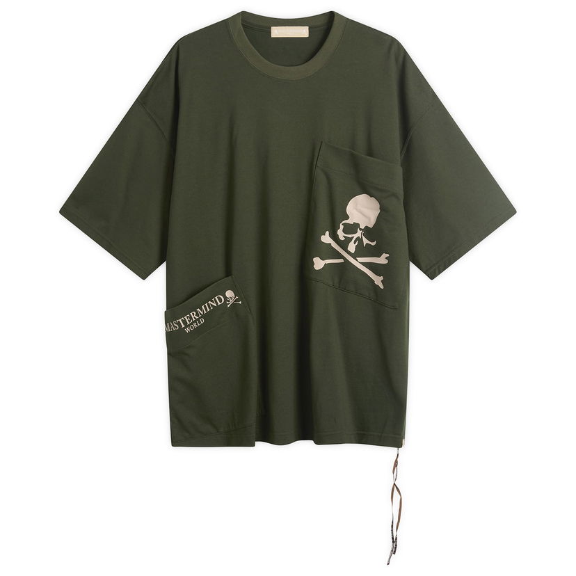 T-shirt Mastermind WORLD MASTERMIND WORLD Multi Pocket Skull and Crossbones Short Sleeve T-Shirt Size Large Grøn | MW25S15-TS025-012OLV