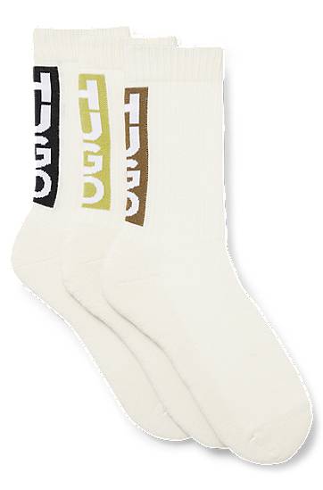Sokker BOSS Three-Pack of Short Socks with Vertical HUGO Logos Hvid | 50521068, 0