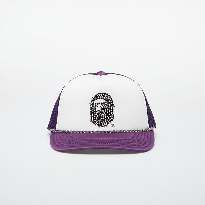 Kasket BAPE SWAROVSKI x Rhinestone Ape Head Mesh Cap M Purple Lilla | 001CPK801010M PUR