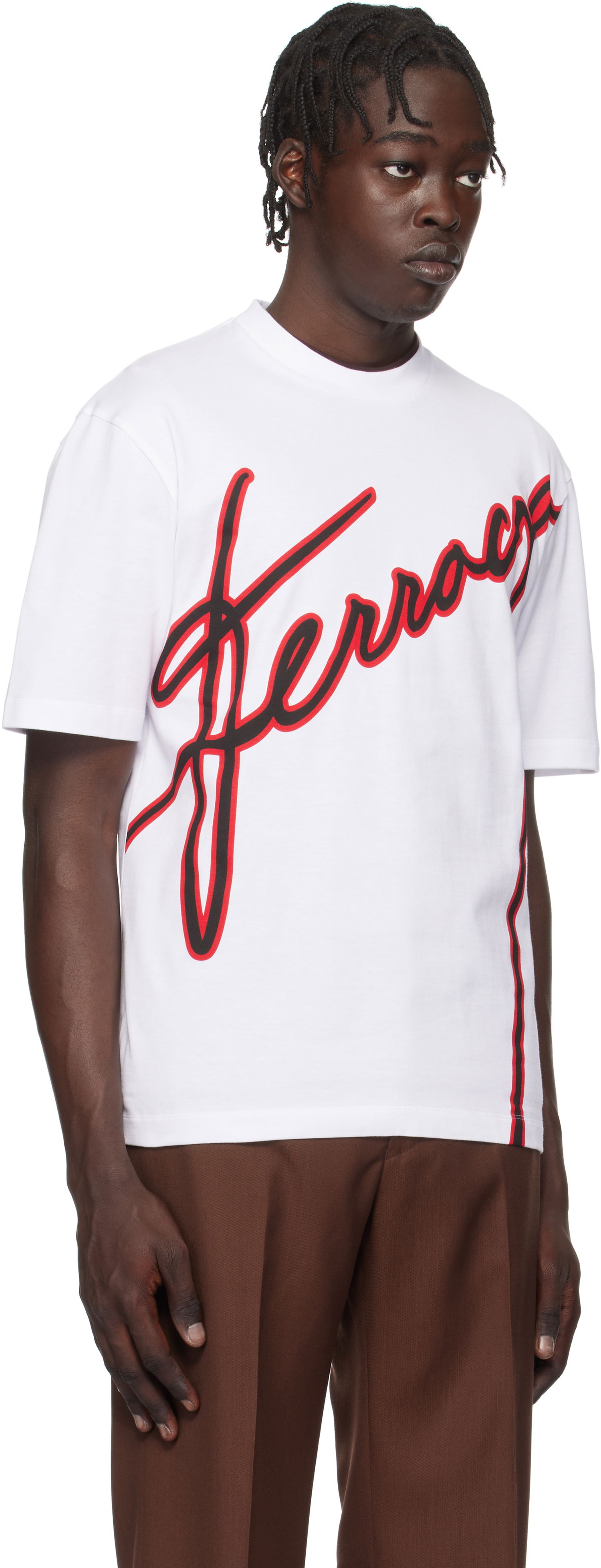T-shirt FERRAGAMO Ferragamo Logo Print T-Shirt Hvid | 781268, 1