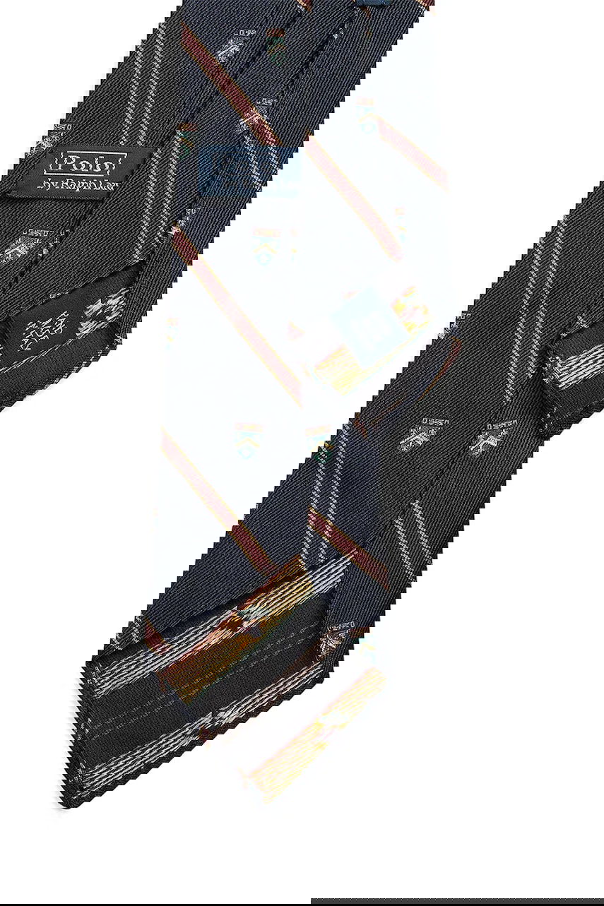 Tilbehør Polo by Ralph Lauren Polo Ralph Lauren Silk Tie with Crest and Stripe Pattern Flerfarvet | 712971857, 1