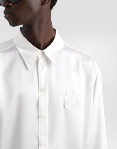 Skjorte Dolce & Gabbana Dolce & Gabbana Silk Shirt With Logo Embroidery Hvid | G5IT7ZFU1AUW0800, 3