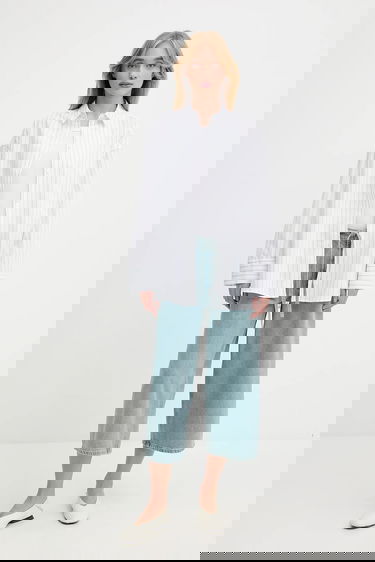 Skjorte Samsoe Samsoe Samsoe Samsoe SAMARIKA Relaxed Fit Striped Button-Down Shirt Hvid | F25200084, 1