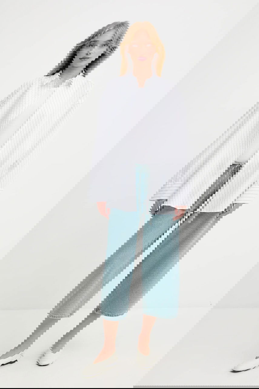 Skjorte Samsoe Samsoe Samsoe Samsoe SAMARIKA Relaxed Fit Striped Button-Down Shirt Hvid | F25200084, 1