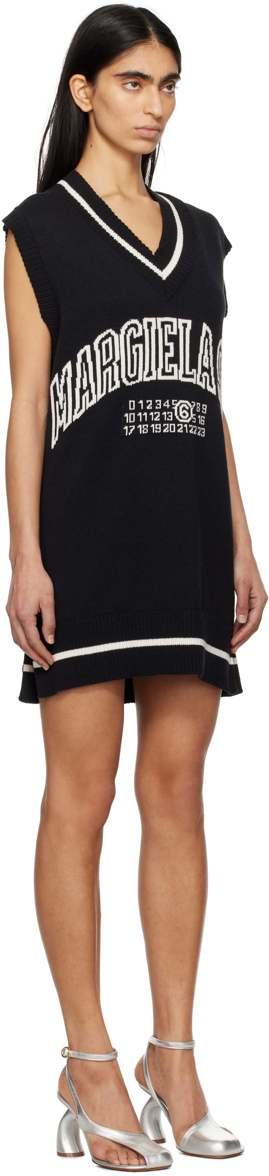 Kjole Maison Margiela MM6 Maison Margiela Varsity Jacquard Mini Dress Sort | S52DA0060 M13085, 1