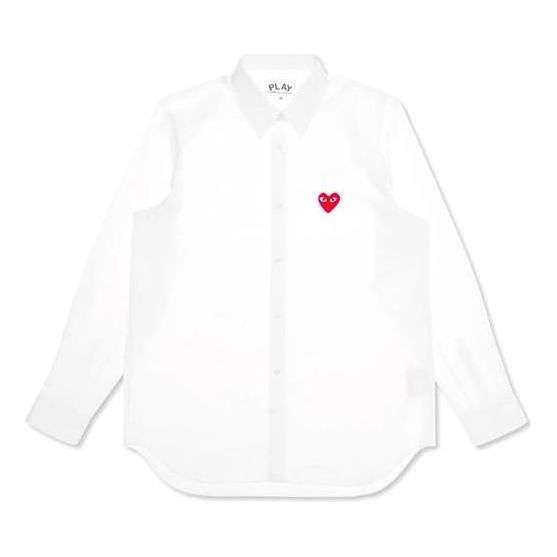 Skjorte Comme des Garçons COMME des GARCONS PLAY Red Heart Logo Button-Down Shirt Hvid | AZ-B001-051-2, 0