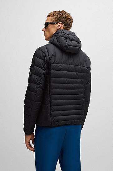 Puffer jakke BOSS Padded Water-Repellent Jacket with Reflective Details Sort | 50514761, 1
