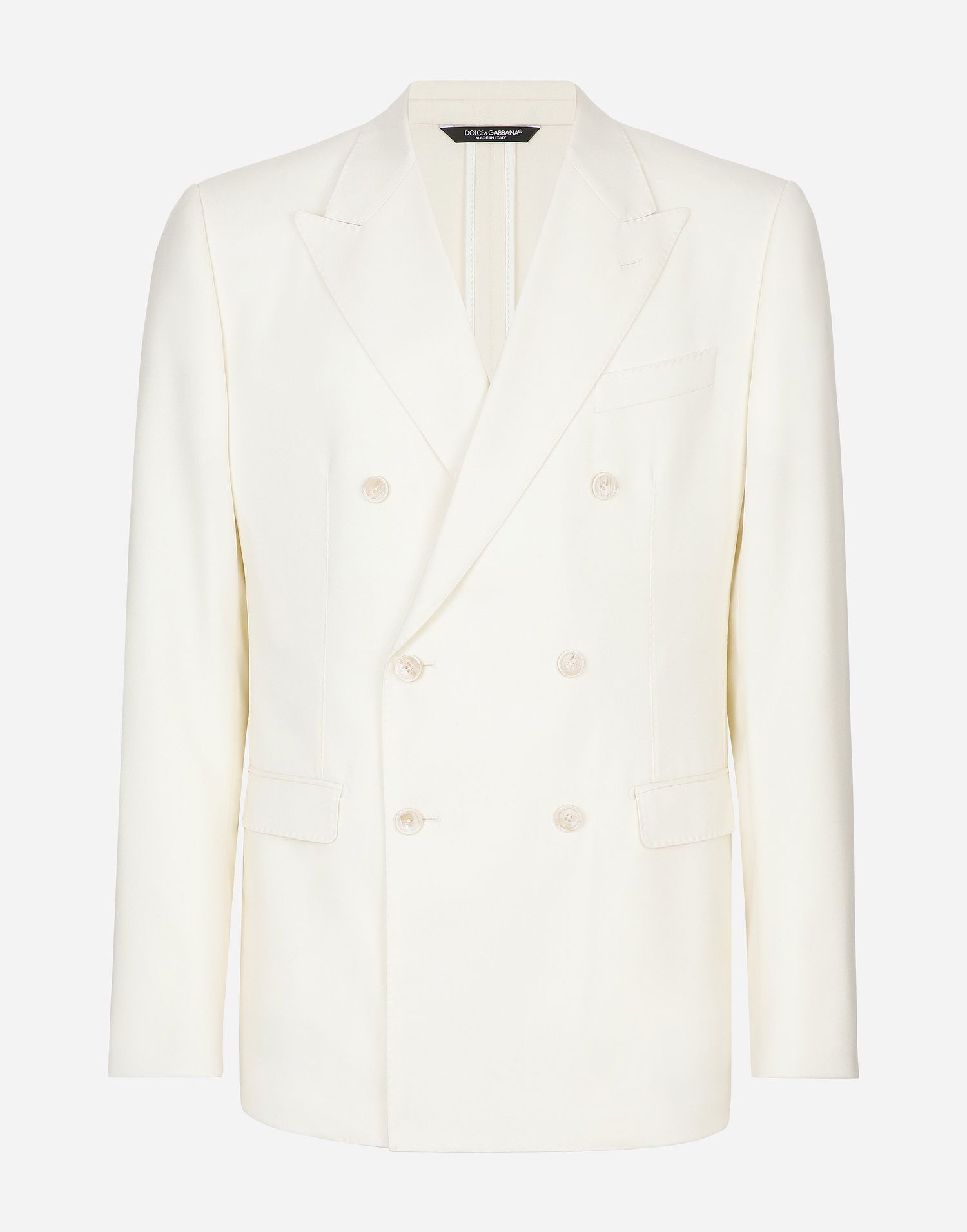 Jakke Dolce & Gabbana Dolce & Gabbana Double-breasted Taormina-fit Flannel Jacket Hvid | G2NW1TGI251W3796, 0