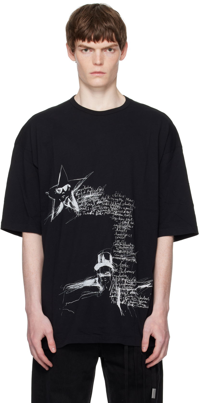 T-shirt Ann Demeulemeester Ann Demeulemeester Dieter Sketchbook Graphic T-Shirt Sort | B0012878-FA206-099