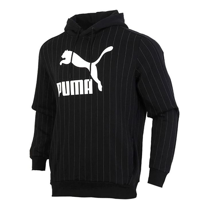Sweatshirt Puma Pinstripe Pullover Hoodie Sort | 530179-01, 0