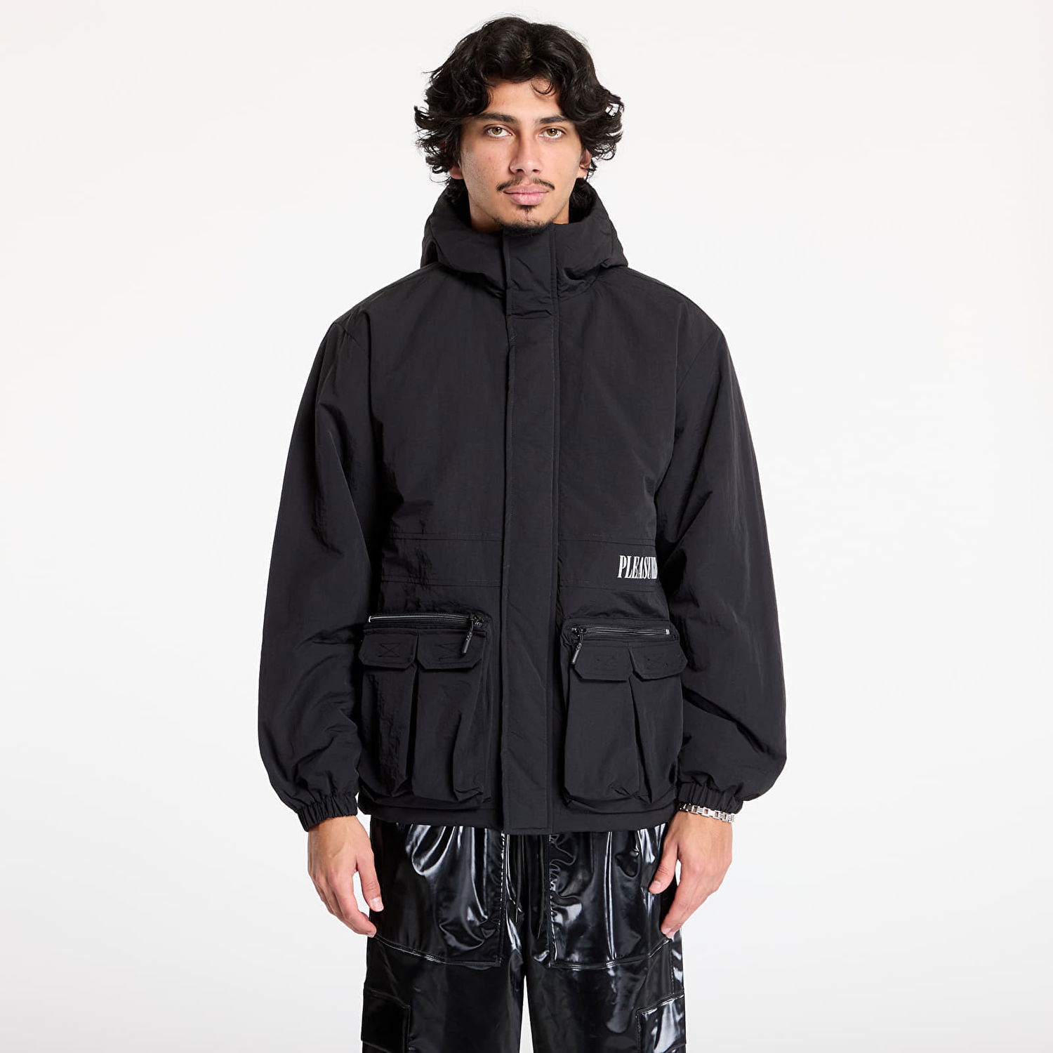 Parka Pleasures Run Hooded Black Jacket Sort | P24W014 BLACK, 0