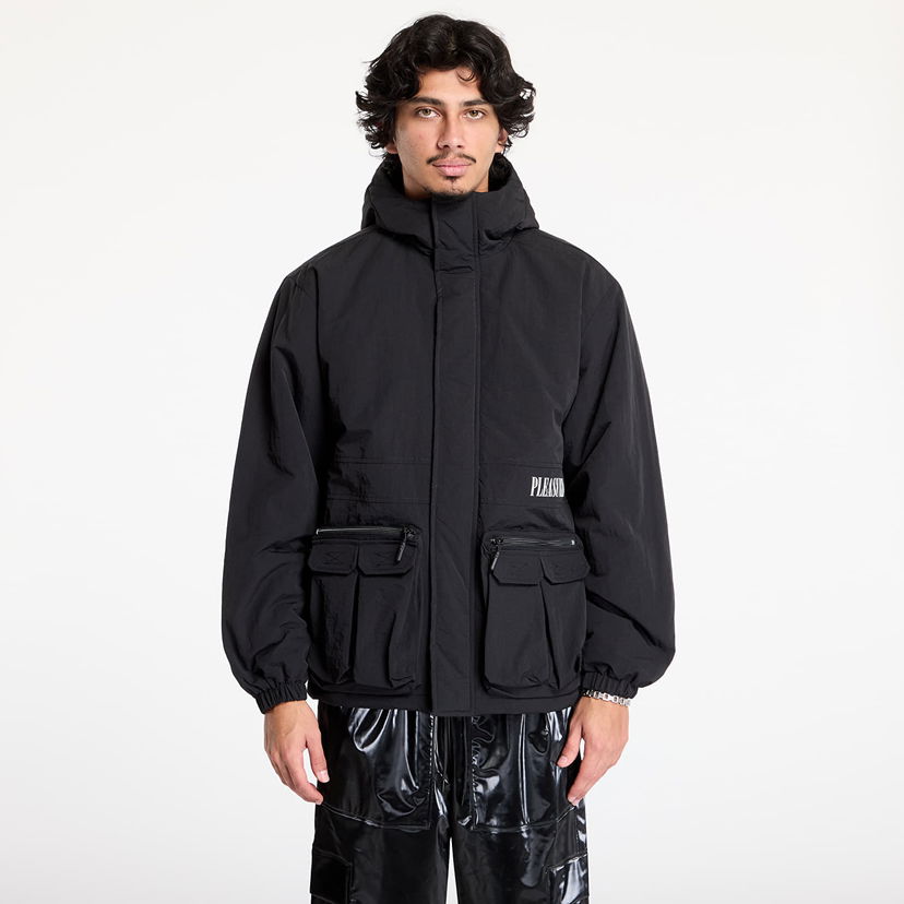 Parka Pleasures Run Hooded Black Jacket Sort | P24W014 BLACK
