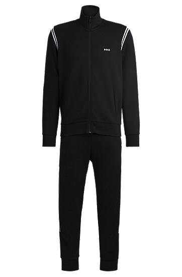 Træningsdragt BOSS Regular-Fit Tracksuit with Stripe Inserts Sort | 50533738
