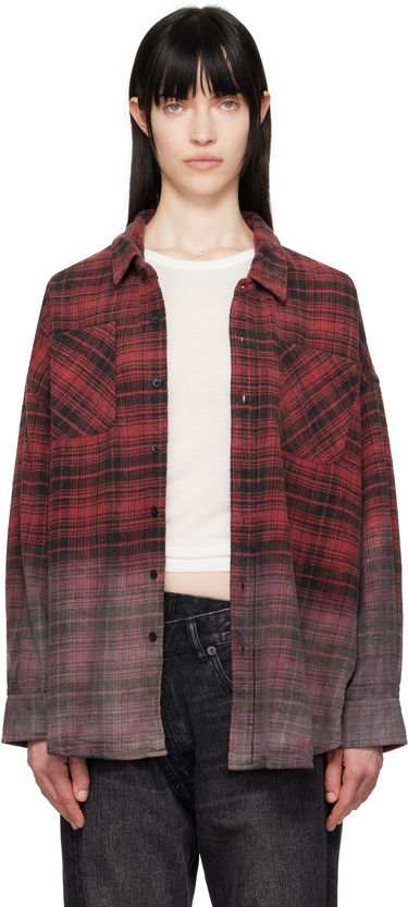 Skjorte R13 R13 Dip-Dye Plaid Overshirt Rød | R13WR015-R460B, 0