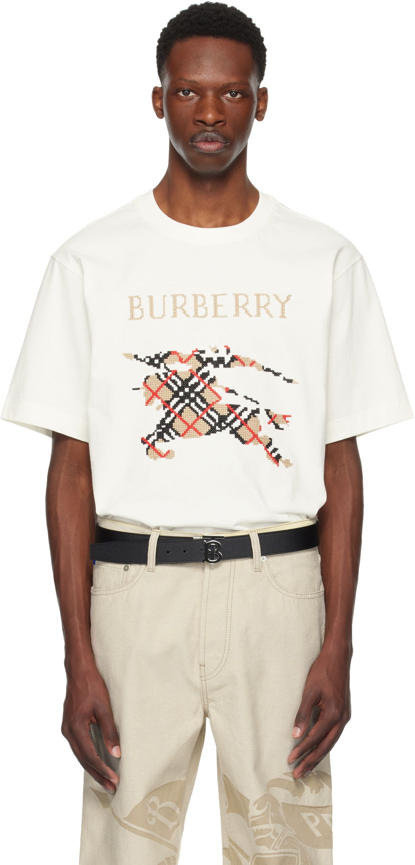 T-shirt Burberry Cross Stitch EKD Cotton T-Shirt Hvid | 8110116