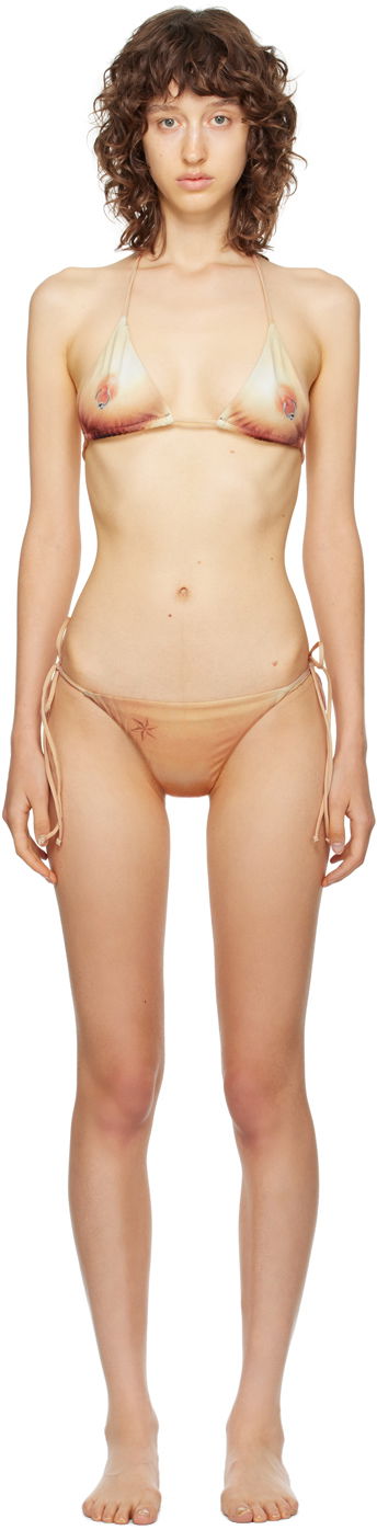 Badetøj Jean Paul Gaultier 'The Body Tattoo' Triangle Bikini Beige | 23/15-F-SG020-J535-25/23/15-F-S, 0