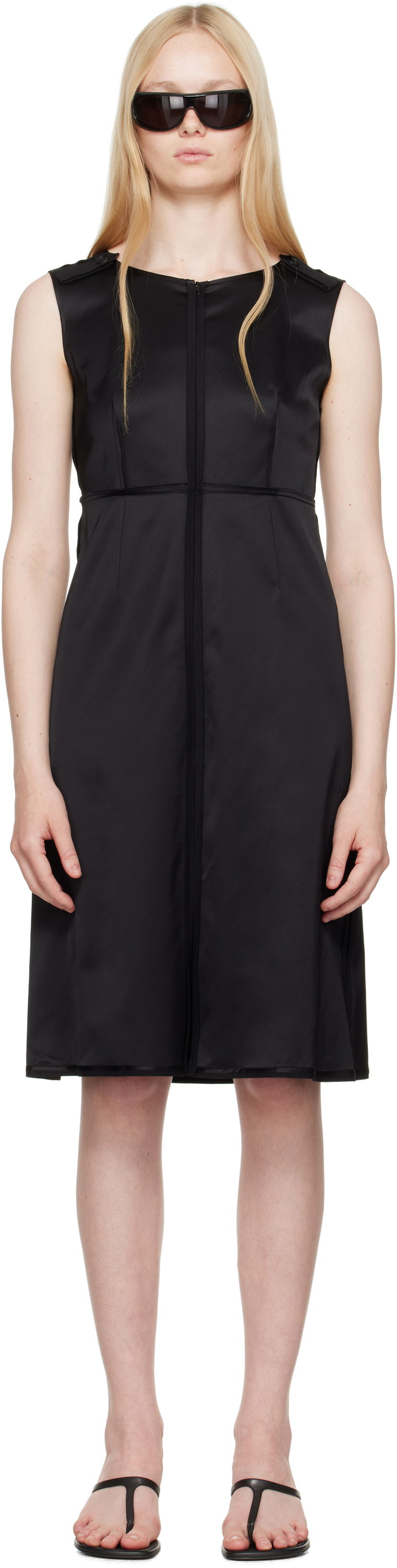 Kjole Maison Margiela MM6 Maison Margiela Satin Stretch Midi Dress Sort | S62DA0048 M35143
