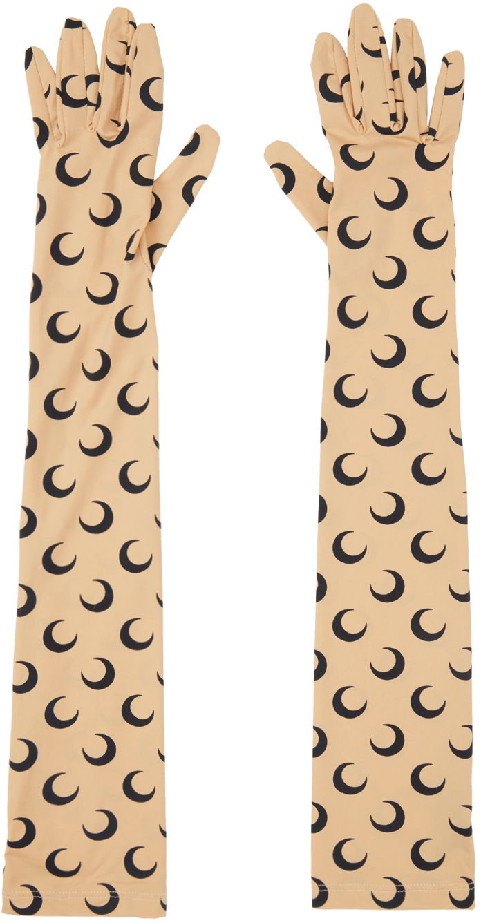 Handsker Marine Serre Marine Serre All Over Moon Long Gloves Beige | A004ICONWFW22