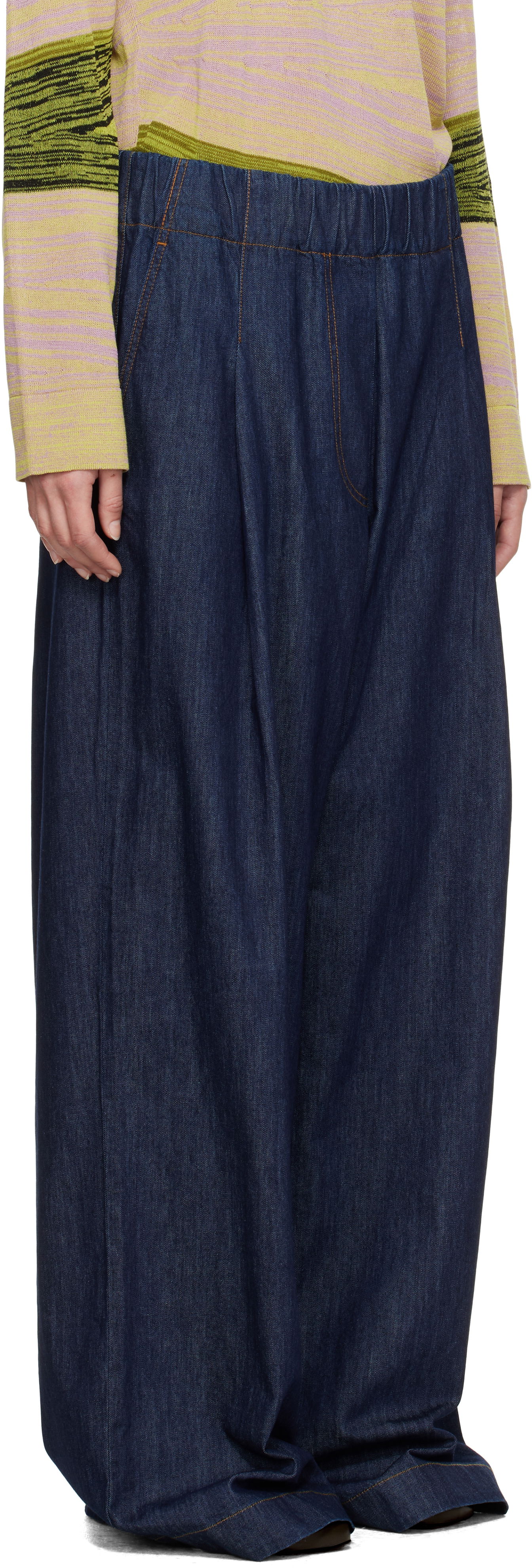 Bukser Dries Van Noten Dries Van Noten Drawstring Wide-Leg Jeans Blå | 251-010936-1553, 1