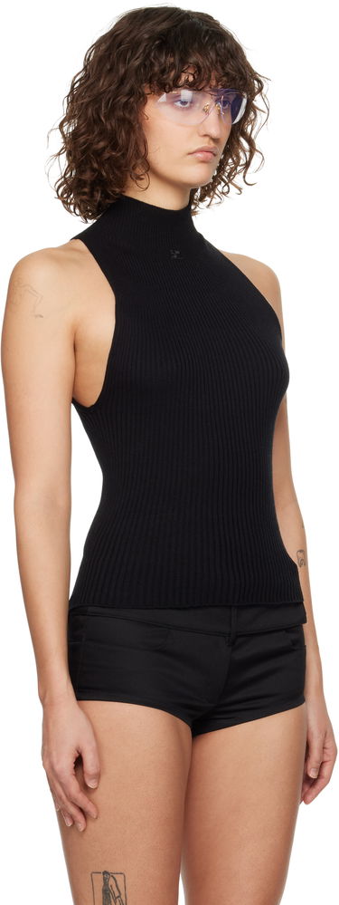 Sweater Courrèges Courrèges Mock Neck Rib Tank Top Sort | 125MTO384FI0049, 1