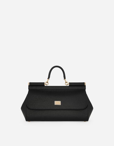 Håndtaske Dolce & Gabbana Dolce & Gabbana Sicily Elongated Leather Handbag Sort | BB7117A100180999, 0