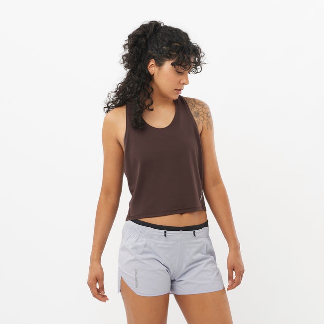 Tanktop Salomon Sense Aero Crop Tank Top Brun | LC2695800, 0