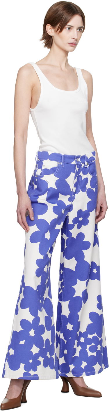 Bukser Marni Marni Floral Print Wide-Leg Trousers Hvid | PAMA0514S0 UTC462, 3