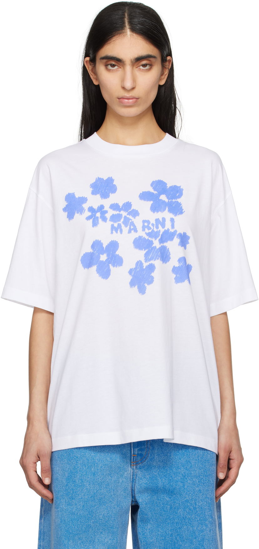 T-shirt Marni Marni Daisy Garden Cotton T-Shirt Hvid | THJET49P09 USCX40