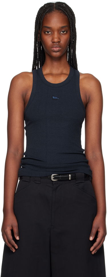 Tanktop MAISON KITSUNÉ Maison Kitsuné Baby Fox Patch Ribbed Tank Top Mørkeblå | OW00604KJ0134, 0