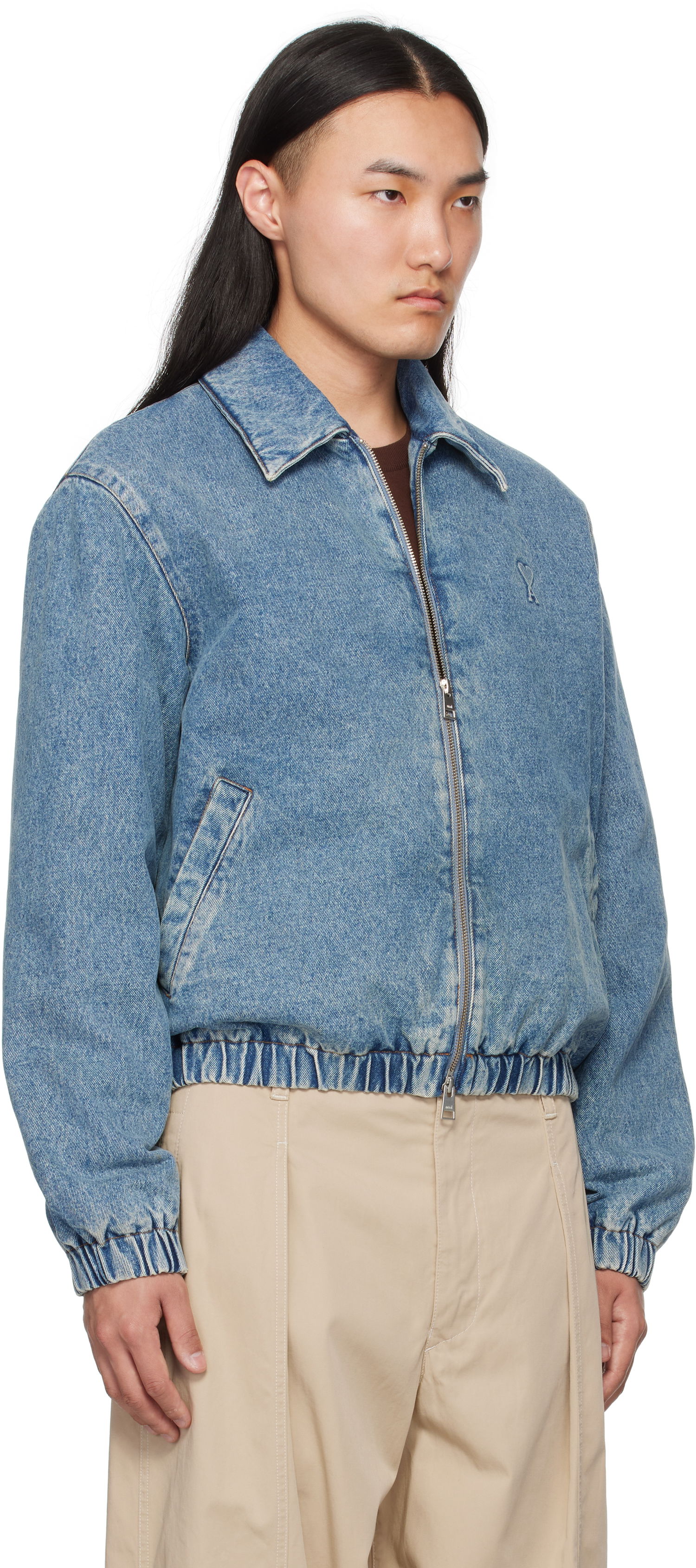 Bomberjakke AMI AMI Paris Ami de Coeur Denim Jacket Blå | HJK043.DE0046, 1