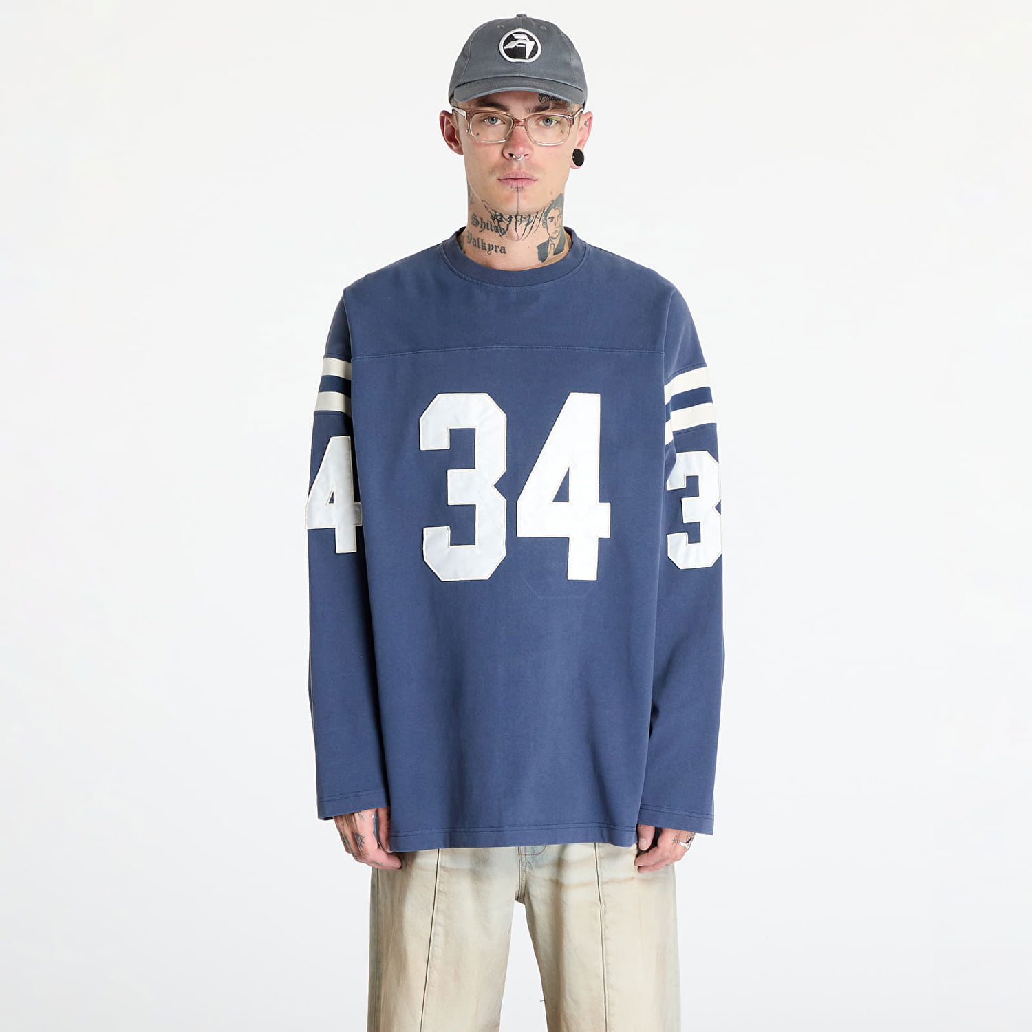 T-shirt Ambush Football L-S T-Shirt UNISEX Insignia Blue/ Tofu Blå | BMAB004F24JER0014531, 0