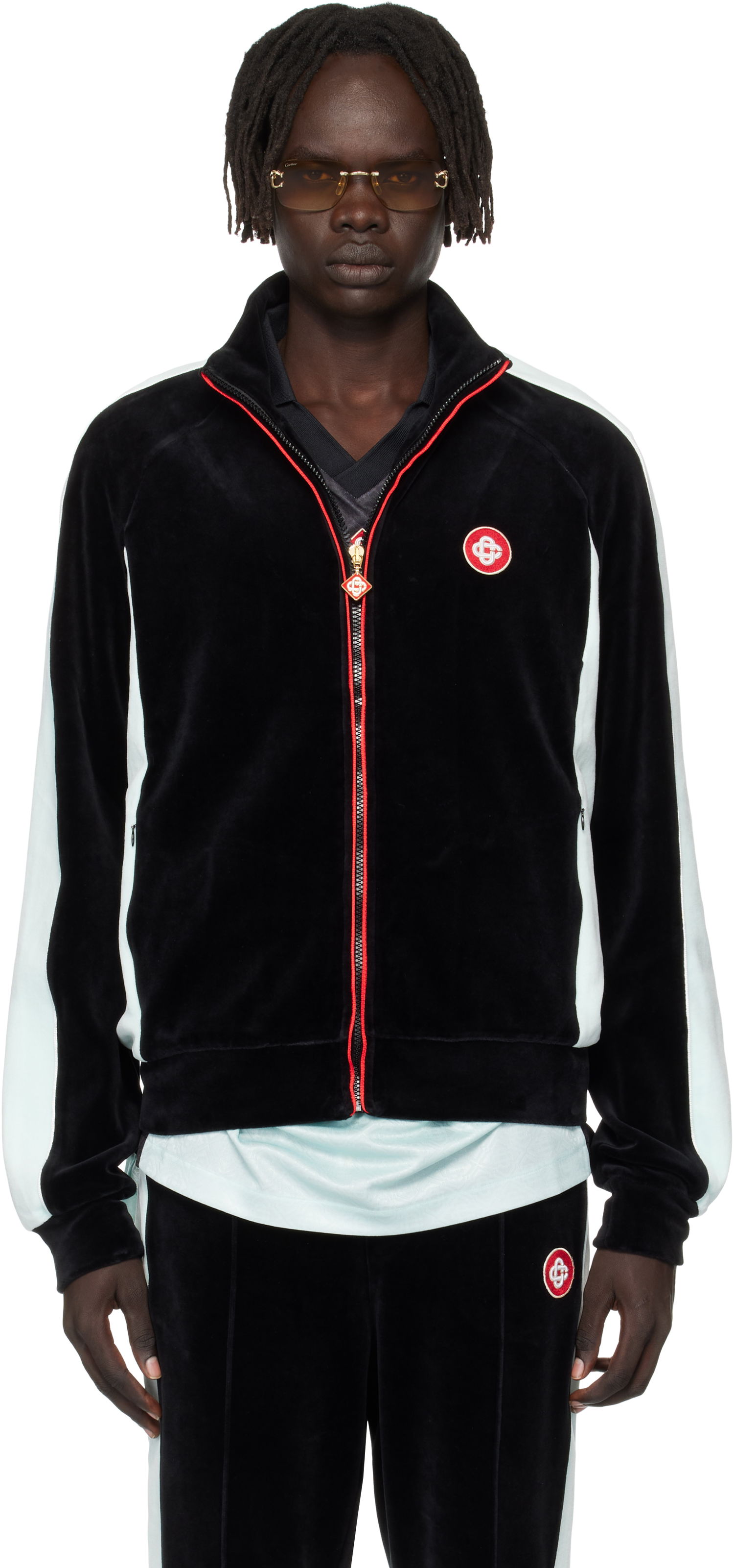 Jakke Casablanca Casablanca Velour Track Jacket Sort | MPF25-JTP-395-01, 0
